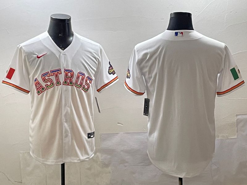 Men Houston Astros Blank White Mexico Game 2025 Nike MLB Jersey style 1